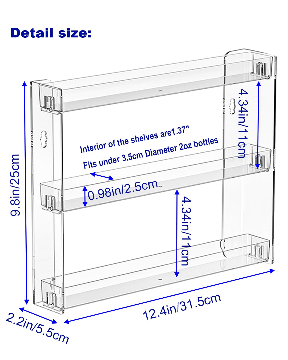 Cocheetah 3 Tier Display Rack, Clear Paint Rack Wall-Mount (No Drill), Acrylic Craft Paint Storage Organizer, Miniature Holder for 2oz Bottle, Nail Polish Organizer, Badges, Mini Figures (1)