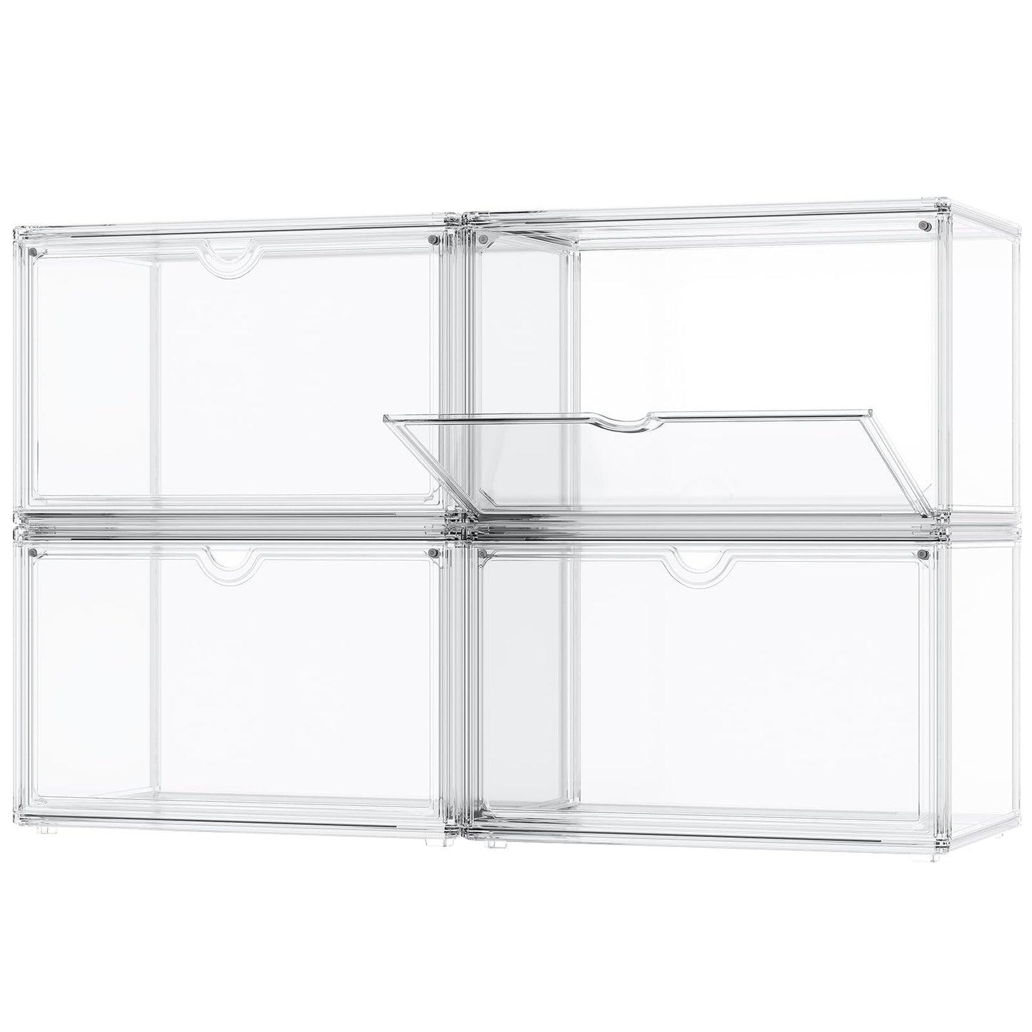 Sewup Acrylic Display Cases for Collectibles - Stackable Plastic Storage Shoe Boxes - Magnetic Lid, Figure Organizer