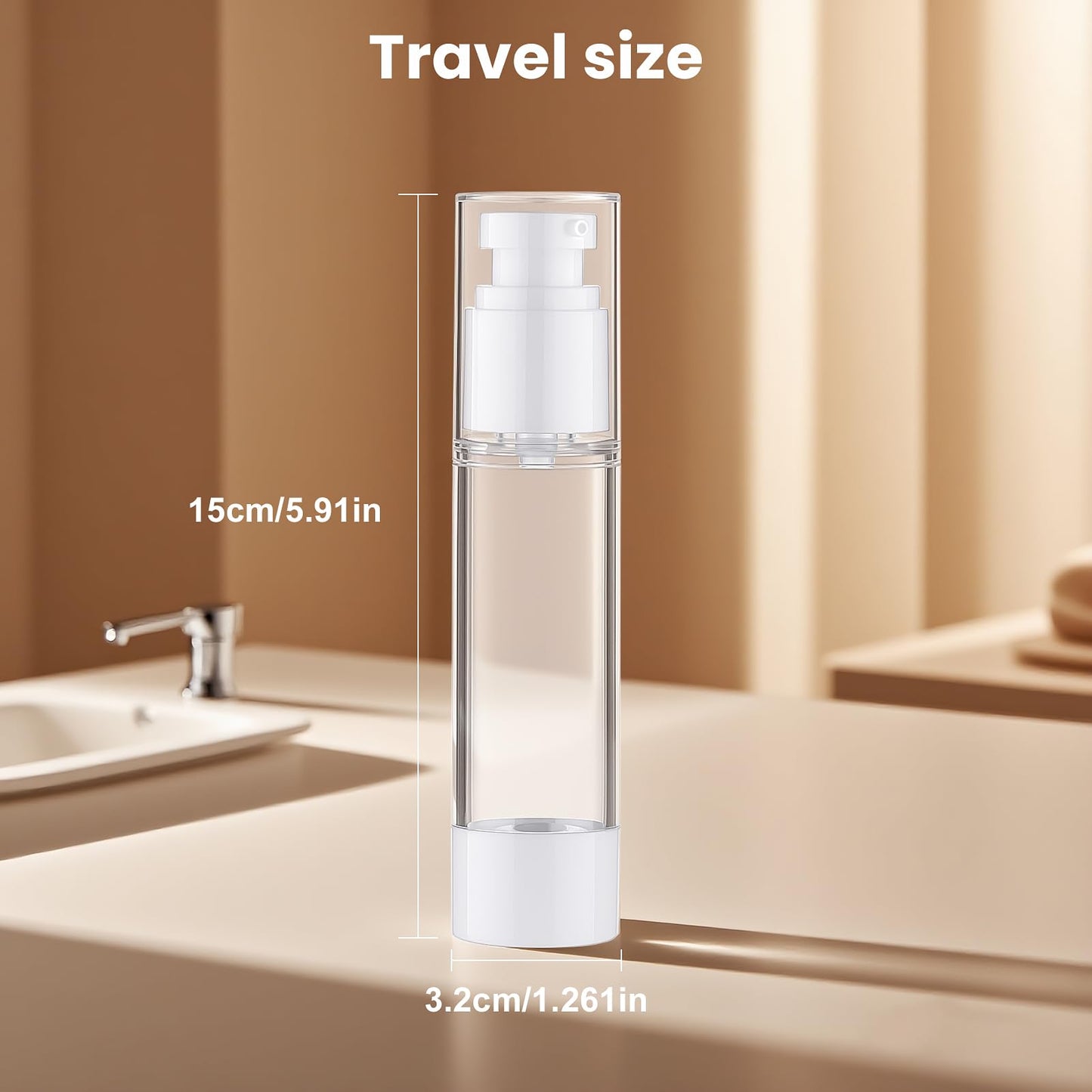 Cosywell Airless Pump Bottles 6 Pack 1.7oz/50ml Empty Moisturizer Pump Dispenser Clear Airless Cosmetic Container Travel Bottles for Toiletries Shampoo Lotion and Cream