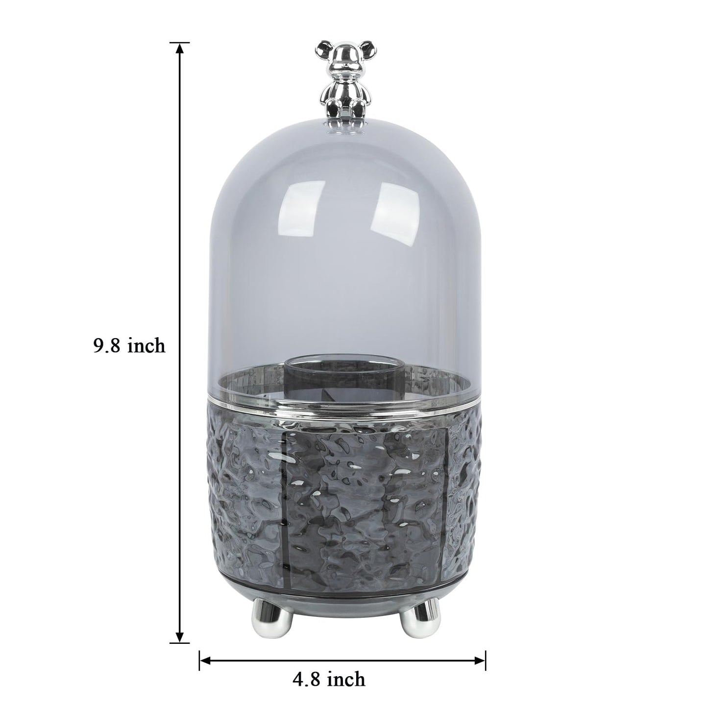 Dezzer Makeup Brush Holder with Lid, 360 Rotating Dustproof Make Up Organizers, 6 Slot Make up Brush Holder for Vanity Bathroom Countertop Office, Gray
