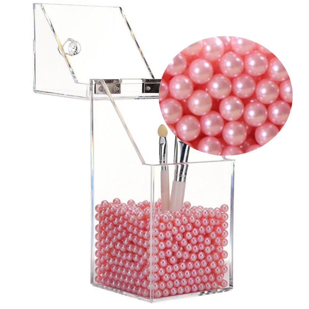 AIYoo Makeup Beads for Brushes, Art Faux Pearls, 1500 Piece Round Pink Pearl Beads to Hold Makeup Brush, Lipstick, Mascara, Eyeliner, 8mm