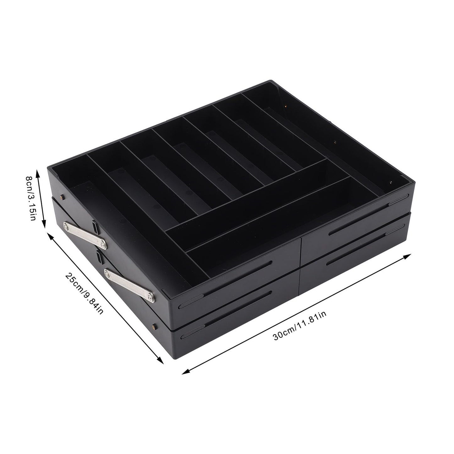 Extra Large and High Drawer Organizer, 2 Tier Smart Expandable Desk Organizer, Multi Level Junk Drawer Organizer for Makeup, Jewelry, Desk, Office Drawers (Black)