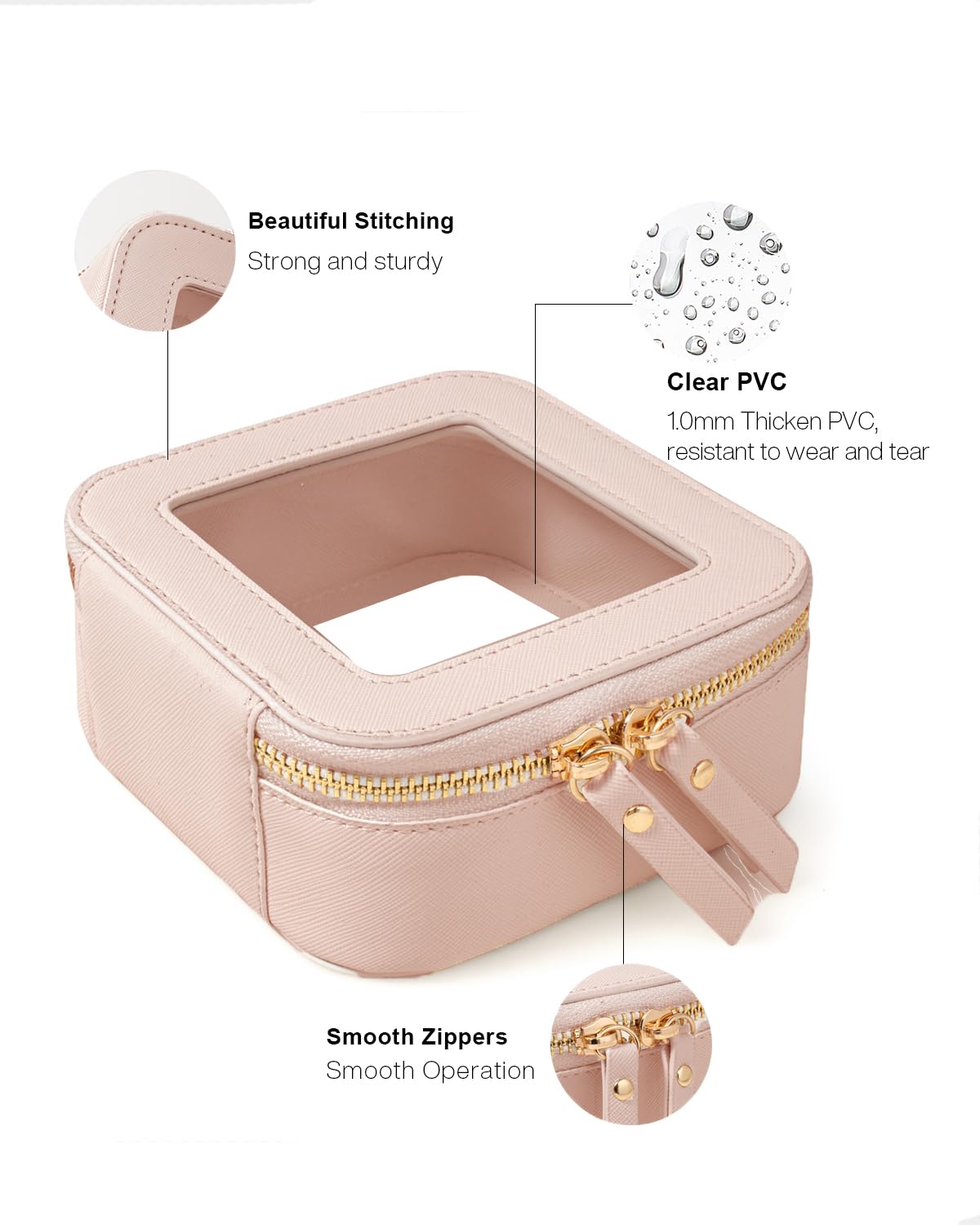 Small Clear Makeup Bag, Mini Clear Makeup Pouch Cute Make Up Bag for Purse Travel Essentials Toiletry Bag Waterproof Cosmetic Bag with Zipper Car Organizer Car Essentials for Women