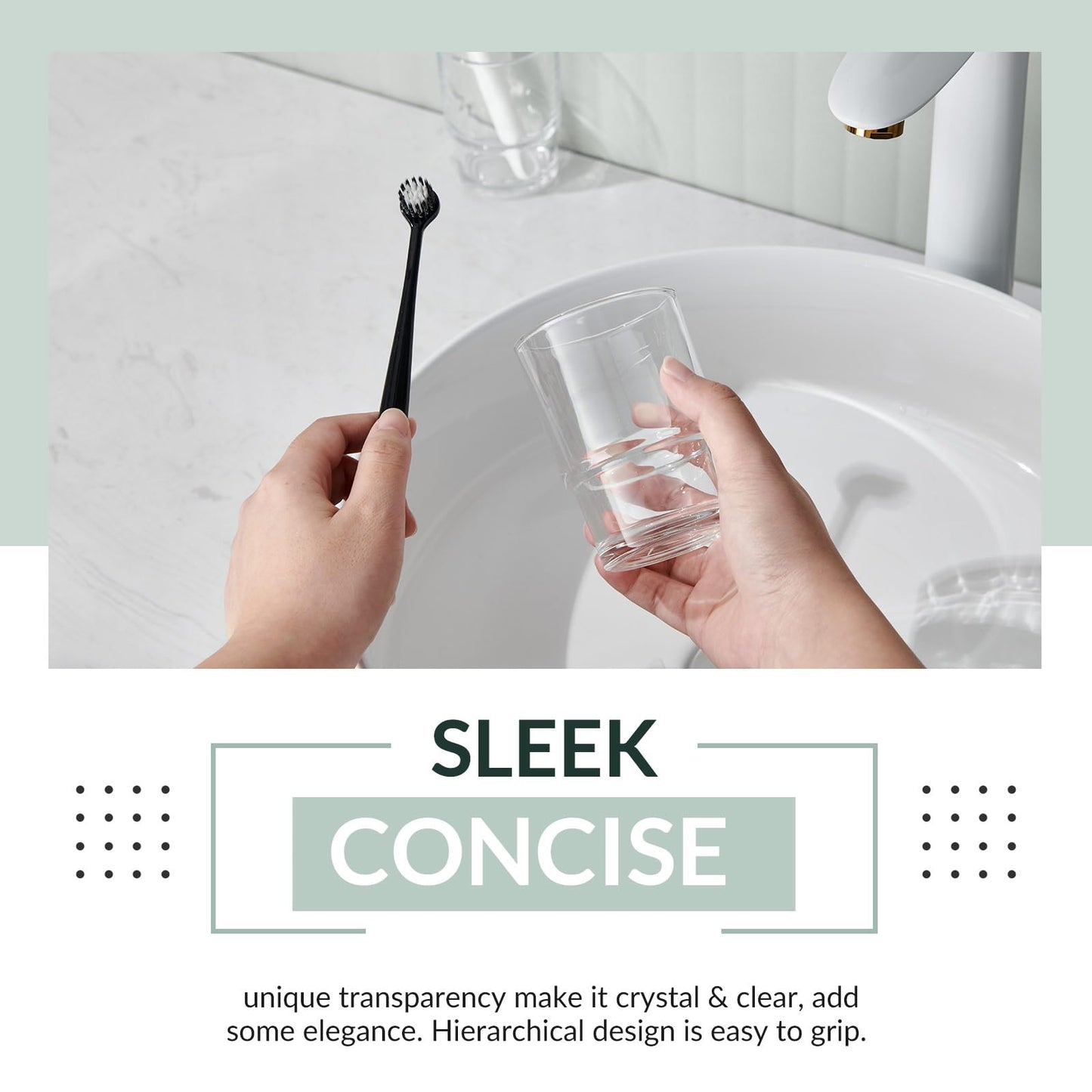 Aomasi Toothbrush Holders for Bathroom, 2 Pack Transparent Glass Tumbler Cups, Modern Thick Glassware