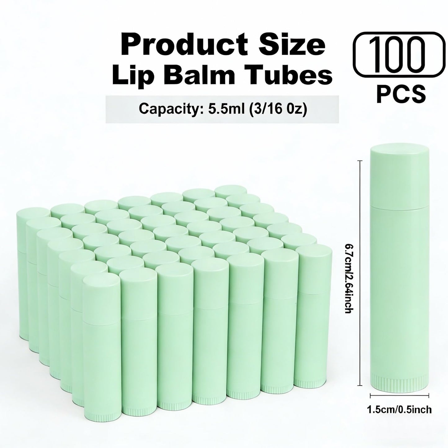 FINEMAISAI Value Pack of 100 Packs 5ml Empty Lip Balm Tubes, Leak-Proof Twist-Up Refillable Lipstick Containers for DIY Lip Balm, Lipstick, Lip Care Solid Perfume, Cosmetic Filling (Green)