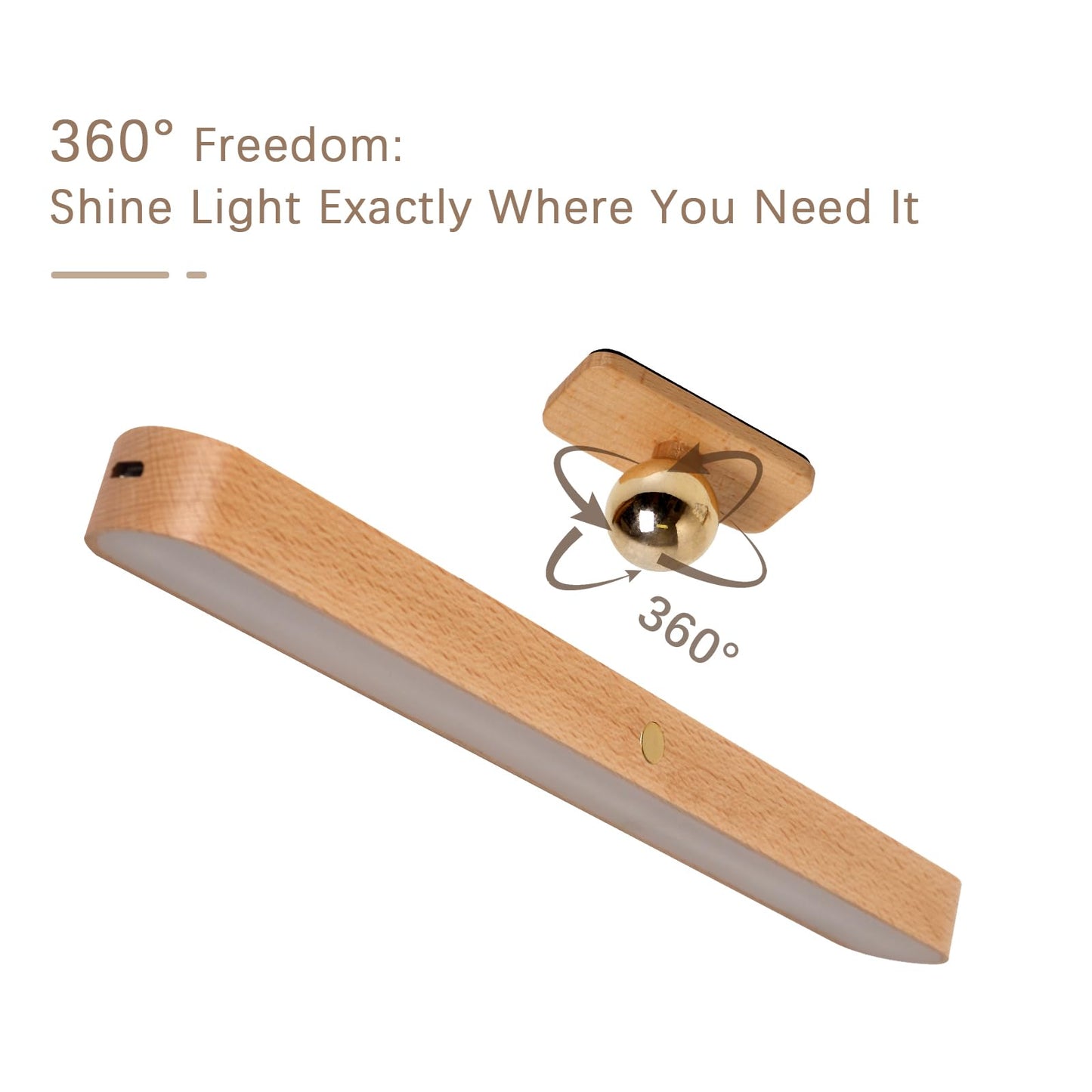 HBGFHG Led 360° Rotatable Magnetic Battery Operated Wall Lights USB Rechargeable Dimmable Led Vanity Night Light for Reading Light, Makeup Light and Household Lighting (Brown 1PCS)