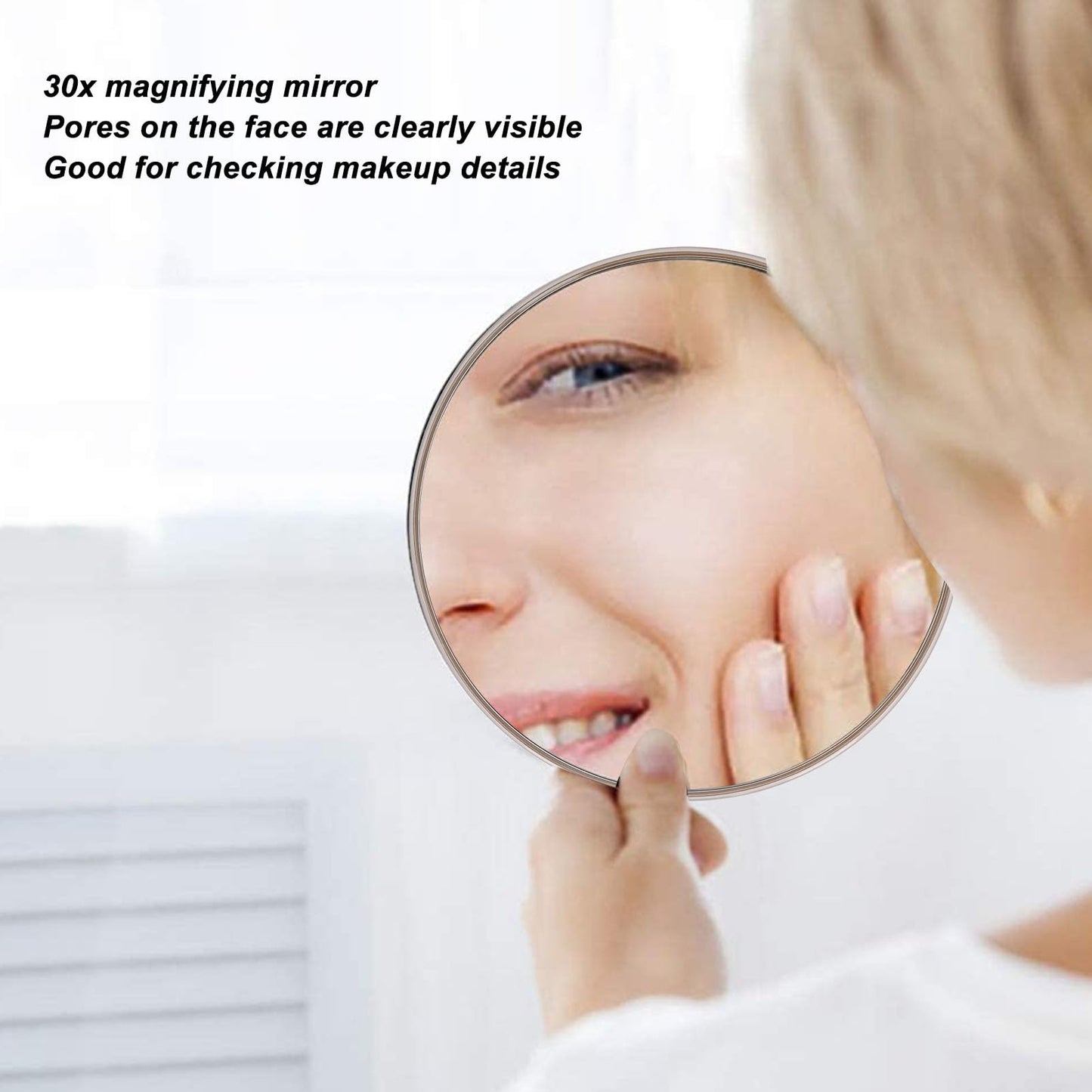 LICAEVEY 30X Magnifying Mirror with Suction Cups, Magnifying Makeup Round Mirror for Travel, 6 Inch (Gold)