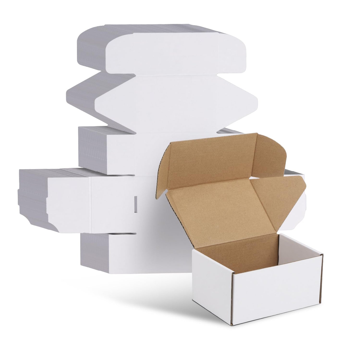 WIFTREY 6X4X3 Shipping Boxes Set of 30, 6X4X3 White Corrugated Cardboard Box for Packaging Small Business, Gift Packing, Mailing, Moving