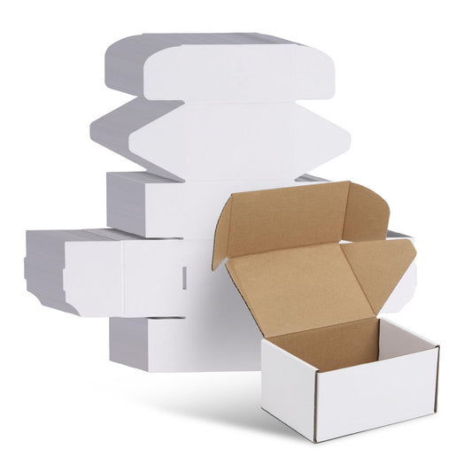 WIFTREY 6X4X3 Shipping Boxes Set of 30, 6X4X3 White Corrugated Cardboard Box for Packaging Small Business, Gift Packing, Mailing, Moving