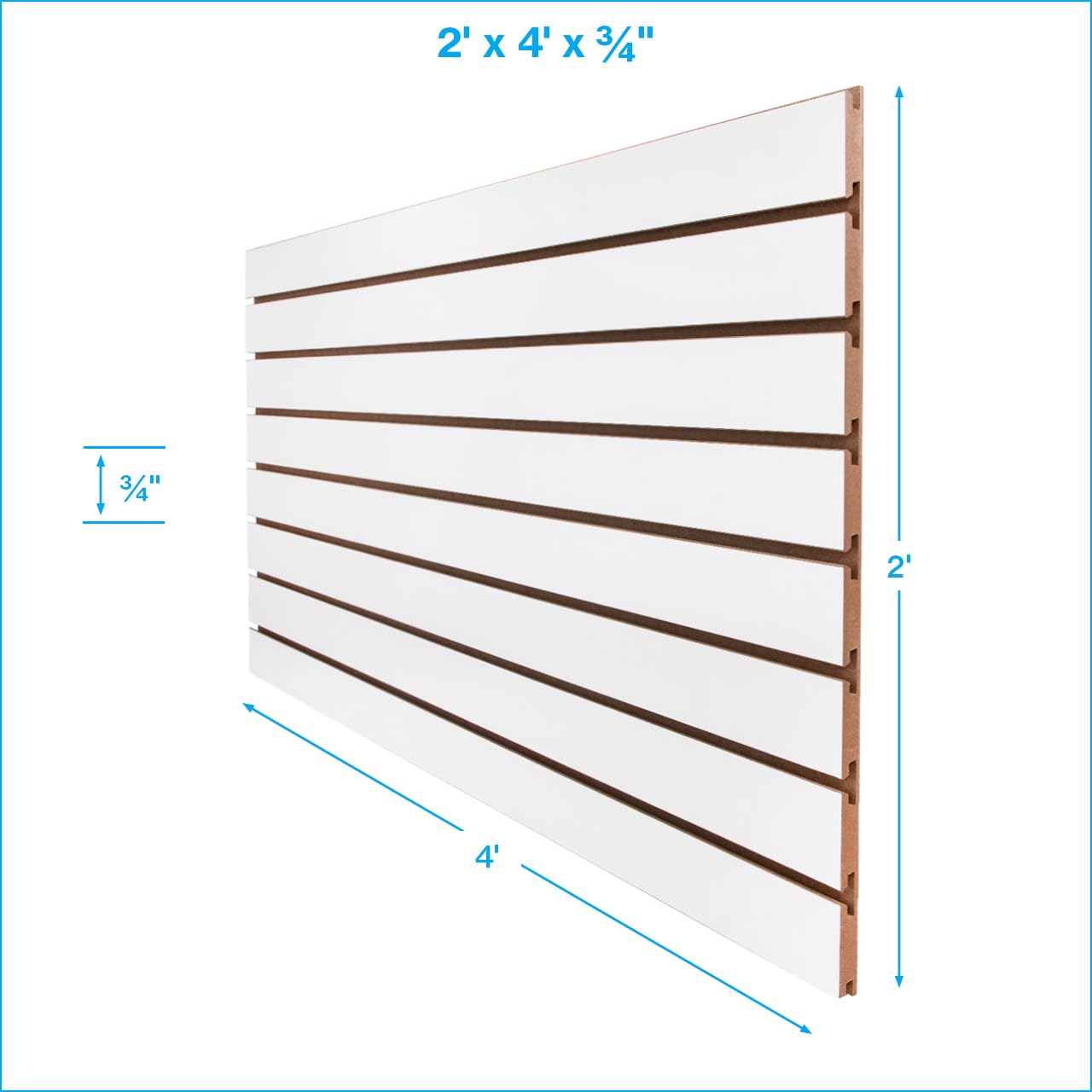 SSWBasics 4ft x 2ft Horizontal White Slatwall Panels Easy Organizer (24"H x 48"L) - Pack of 2 - Streamline Your Space with Effortless Retail Displays, Garage Wall Solutions, and Craft Storage