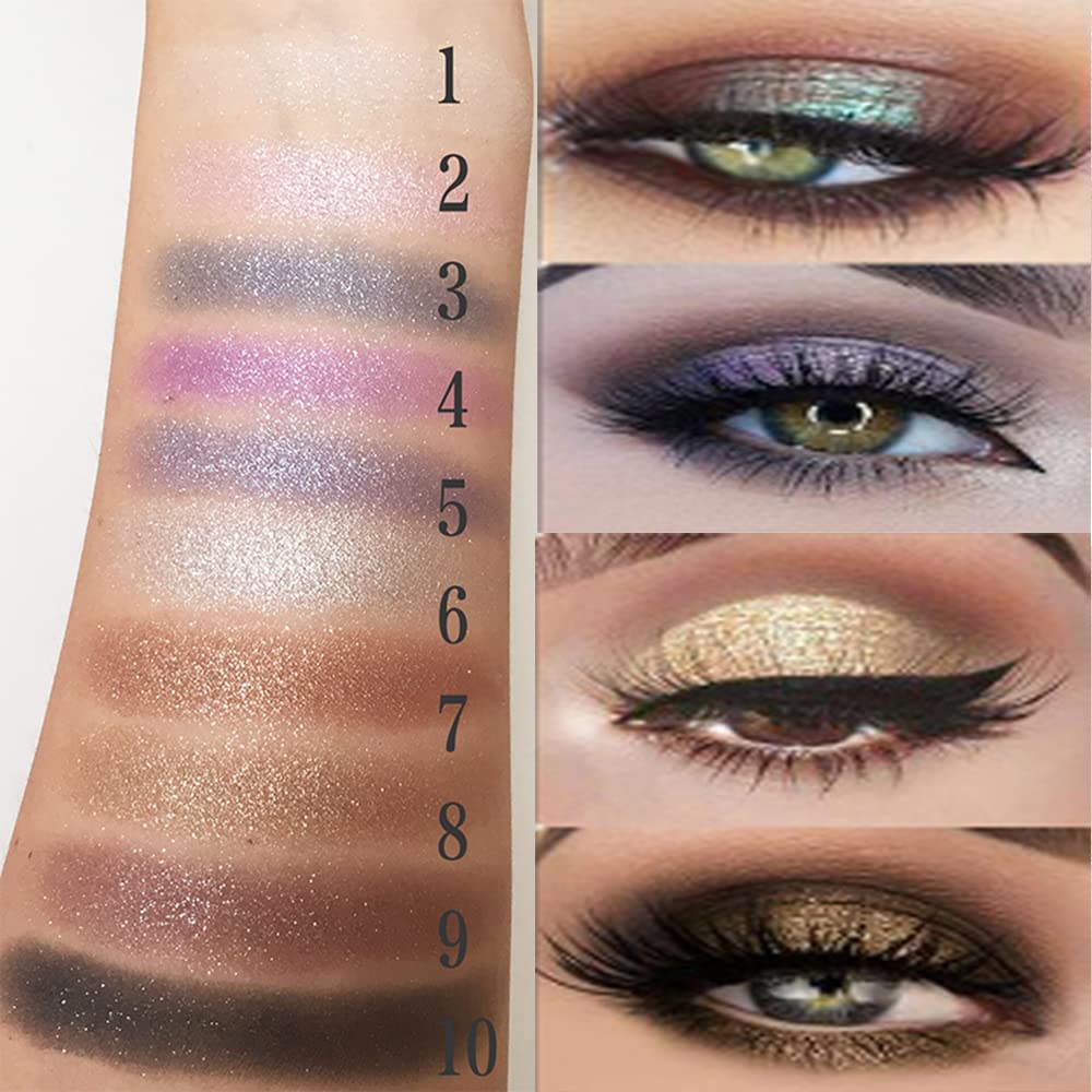 Gold Glitter Eyeshadow Set, 6 Shimmer Colors - Highly Pigmented, Long Lasting, Waterproof & Sweatproof - Professional Nude Palette for Women - Warm, Natural, Neutral & Smokey Eye Shades (#06)
