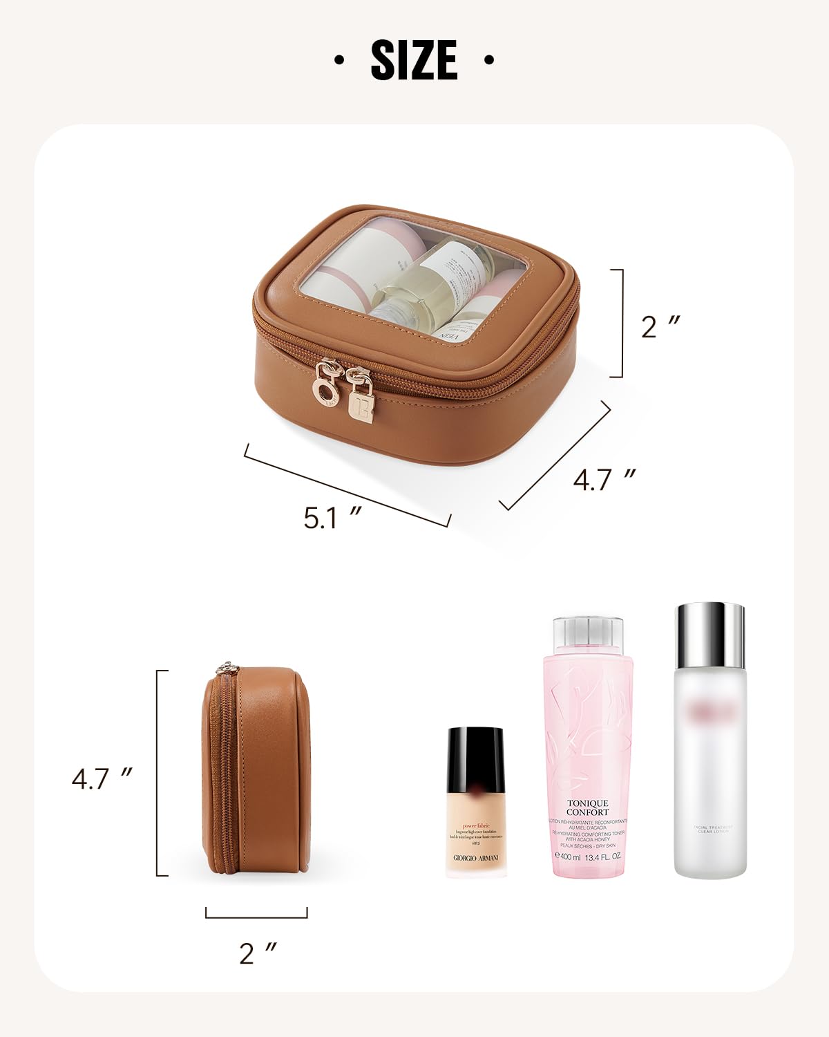 EACHY Clear Makeup Bag，Waterproof TSA Approved Toiletry Bag with Zipper for Women, Make Up Organizer and Skincare Pouch, Portable Car or Purse Bag for Travel Essentials