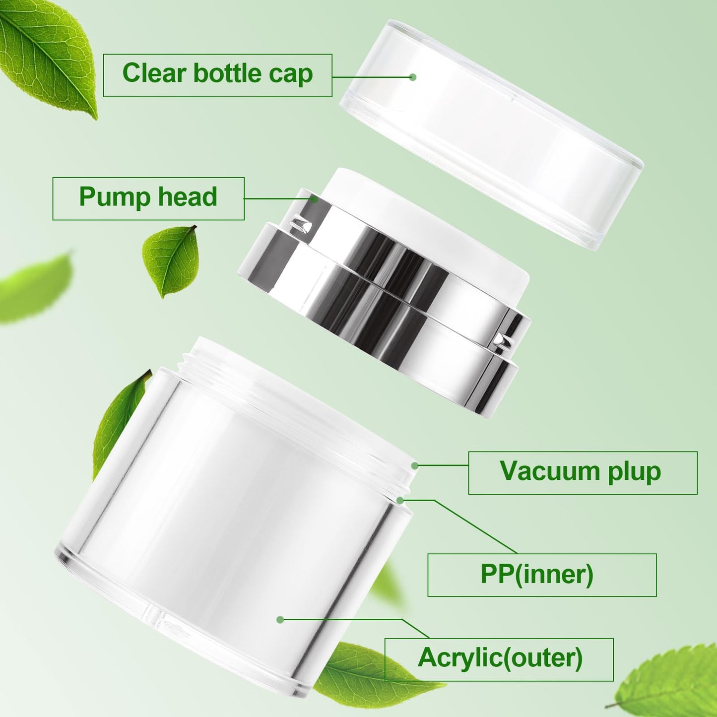 YOUNTHYE 10PCS 1 oz Airless Pump Jar Bulk 30ML Moisturizer Pump Dispenser Empty Pump Moisturizer Container Vacuum Cosmetic Travel Containers Refillable Moisturizer Container for Creams Gels Lotion