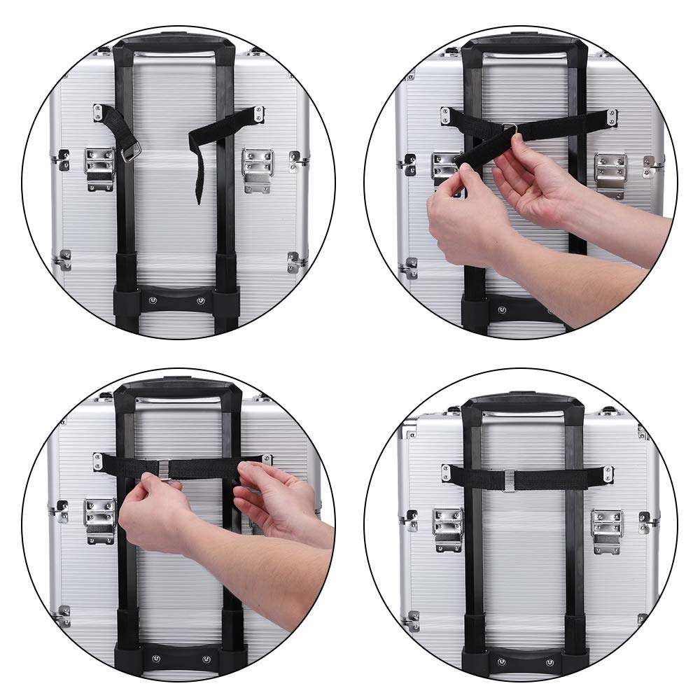 Karl home 3 in 1 Makeup Train Case Rolling Cosmetic Trolley Large Capacity Travel Organizer with Key 360°Swivel Wheels Suitcase for Beauticians Hairstylists Nail Tech Students, Silver