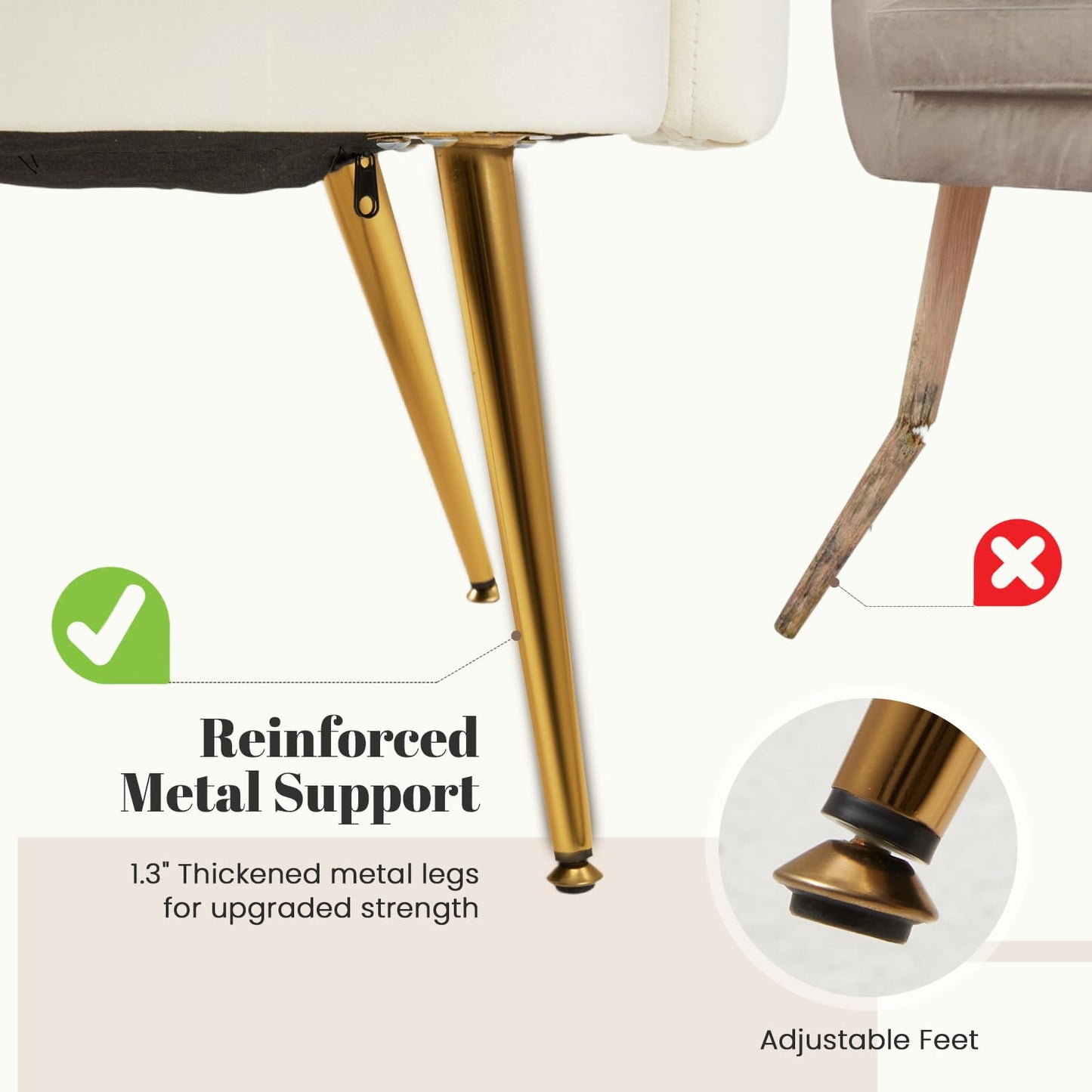 HOMREST Vanity Chair with Back,Velvet Accent Chairs,Petal Backrest Decorative Chair,Removable Pillow & Gold Legs - Plush Lounge Chair for Vanity, Living Room, Bedroom - Beige