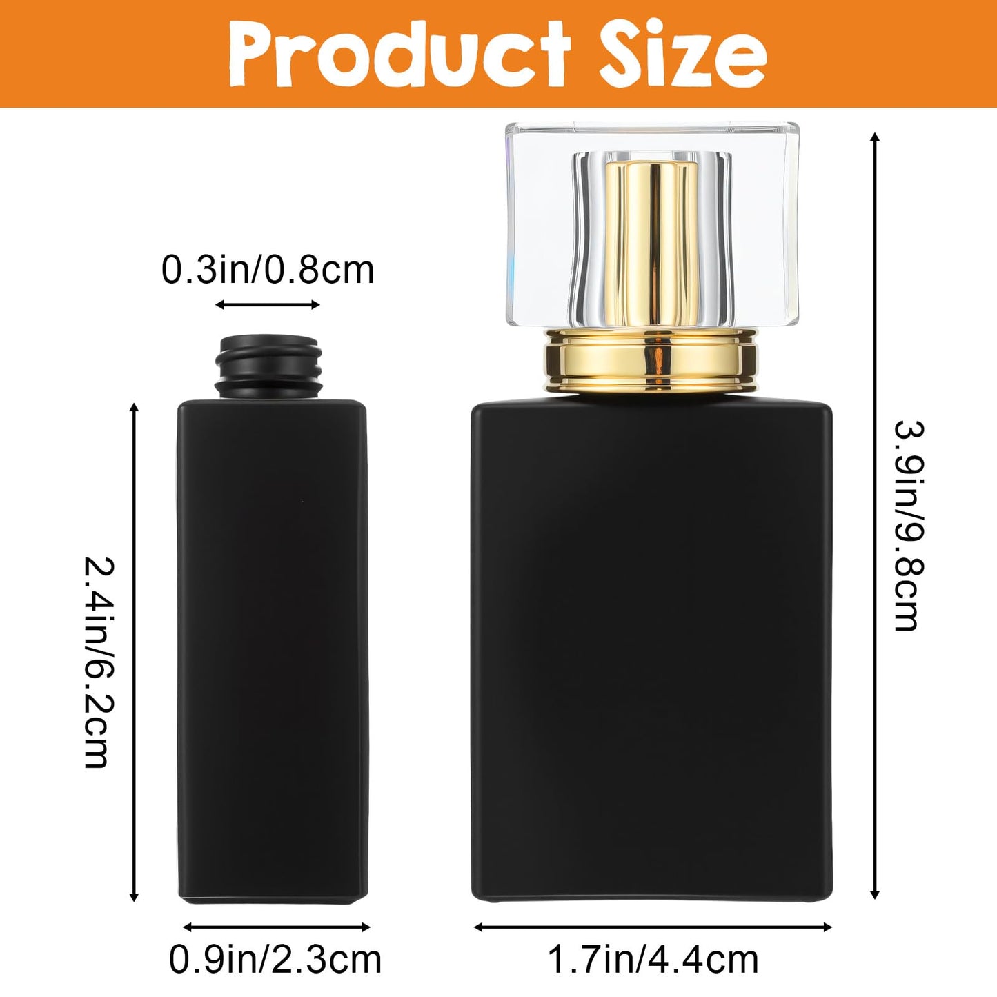 Tobeelec 8 Pack 30ml/1 oz Glass Spray Bottle, Black Fine Mist Refillable Perfume Bottles, Portable Square Empty Glass Perfume Atomizer Bottles with Spray Applicator for Men and Women