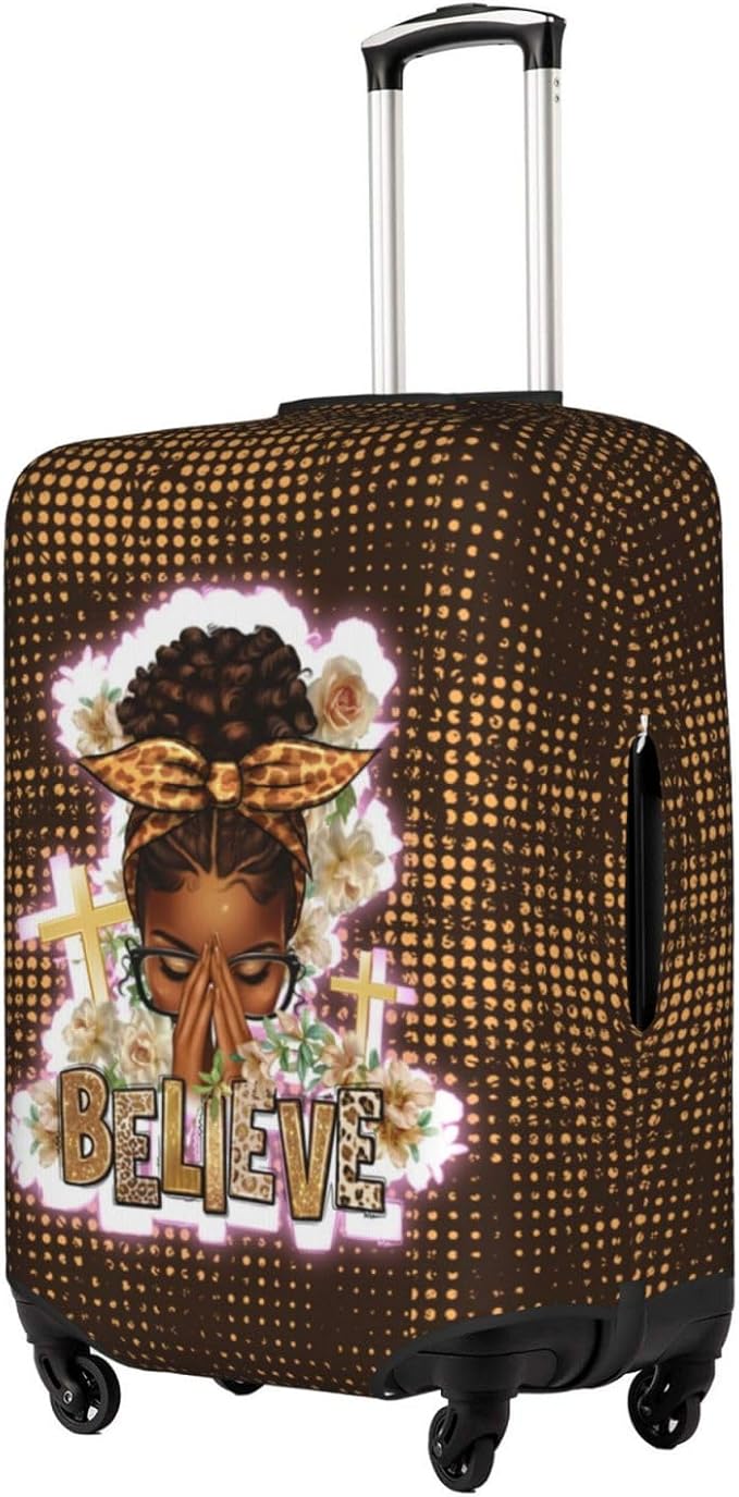 Travel Suitcase Protector African American Girl Elastic Protective Washable Luggage Cover With Concealed Zipper Suitable For 18-32 Inch(L (for 25-28 inch luggage))