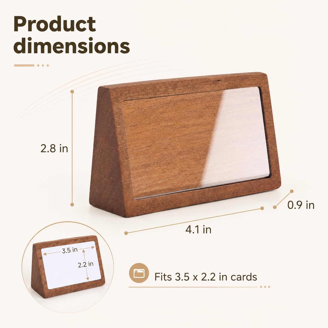 NIMBLOOM 6 Pcs Wood Label Holder Stand, 4.1 x 2.8 x 0.9 in Slanted Place Card Stands with Clear Acrylic Display, Versatile Desktop Sign Holder Stands for Retail Store, Cafe, Tea Shop, Bakery