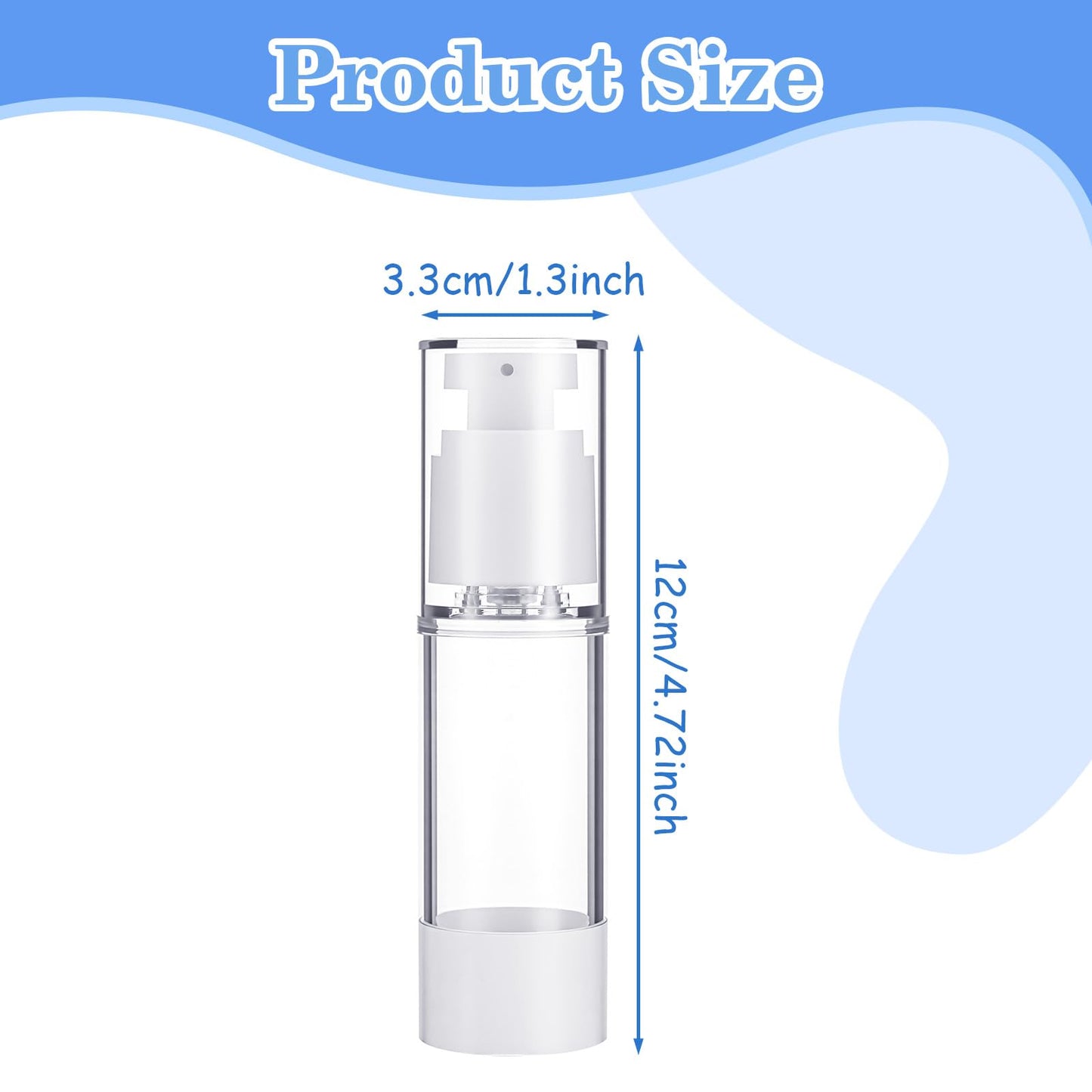 30 Pcs Clear Airless Pump Bottles Refillable Cosmetic Travel Size Dispenser Vacuum Plastic Travel Bottles Empty Lotion Pump Dispenser Liquid Toiletry Container
