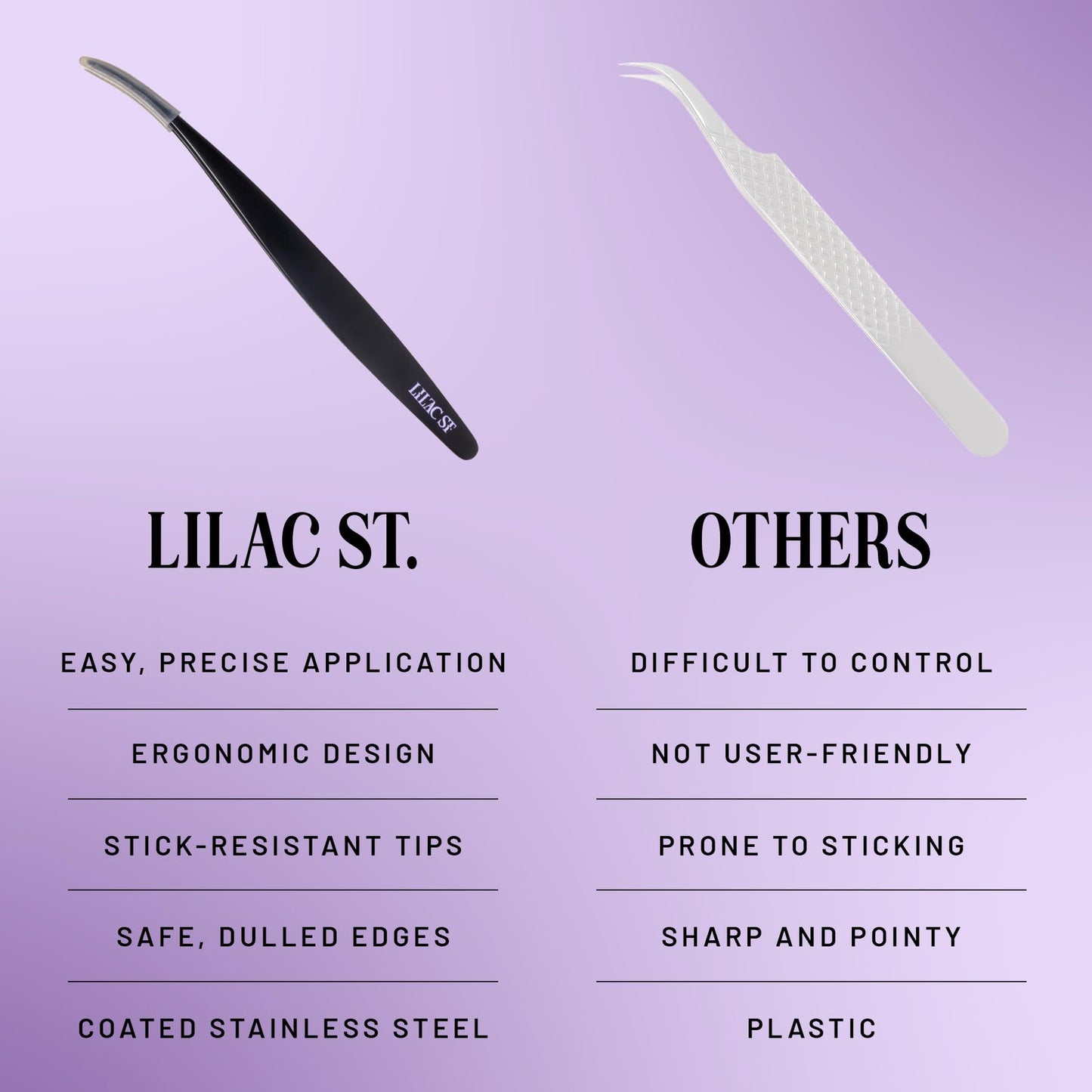 Lilac St. Lash Applicator for Faux Eyelash Clusters - Custom made for Precision Lash Placement - Use for Lash Extension Wisps and False Lashes