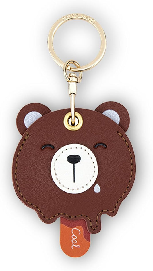 Leather Keychain Case Holder Compatible with Apple AirTag, GPS Airtag Keychain Finder Tracker with Key Ring, Anti-Scratch Protective Air Tag Cover