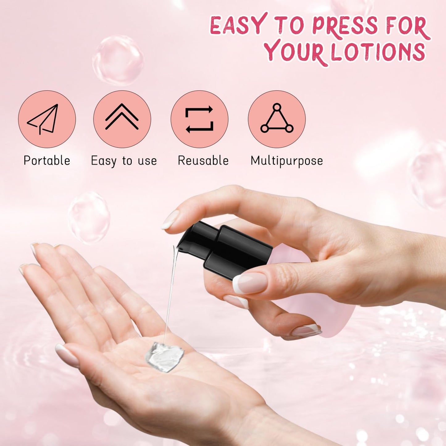Wresty 6 Pcs Empty Glass Pump Bottles Refillable Cream Lotion Bottles Travel Sample Bottle Cosmetic Dispenser Bottle Containers For Lotion Cream Emulsion Essence (Pink, 15ml/0.5oz)