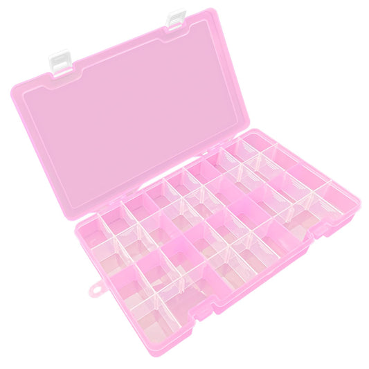DUOFIRE Plastic Organizer Container Storage Box Adjustable Divider Removable Grid Compartment Big Clear Slot Box for Jewelry Beads Earring Container Tool Fishing Hook Small Accessories, Pink 34 Grids