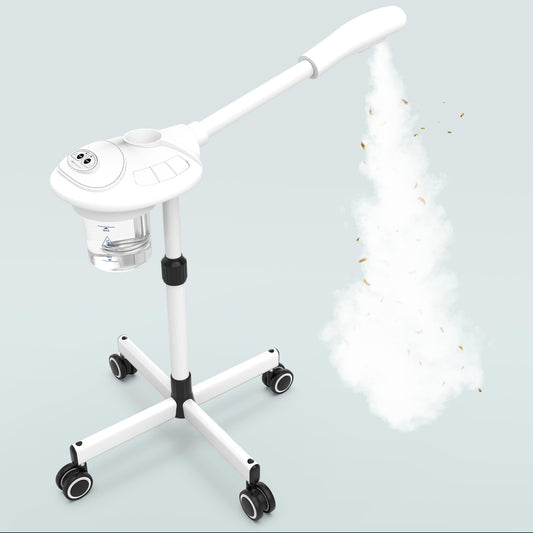 TASALON Professional Facial Steamer with Ozone, Vapor ozono Facial Steamer Professional for Clean Skin, Firm Pores, Esthetician Steamer for Home or Salon Use, Adjustable Height and Angle,White