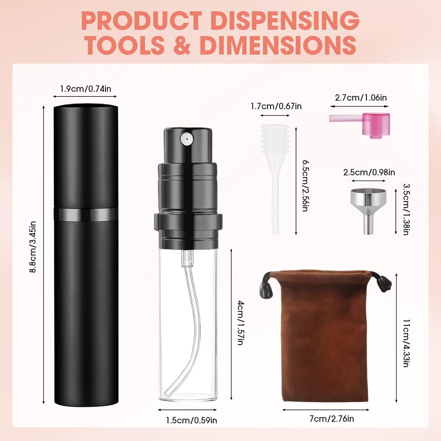 4PCS Perfume Travel Refillable Bottle, 5ml Cologne Travel Bottle, Atomizer Sprayer for Perfume, Mini Cologne Dispenser Empty Fragrance Spray for Women, Men, Gift(Black & Grey & Rose Gold & Pink)
