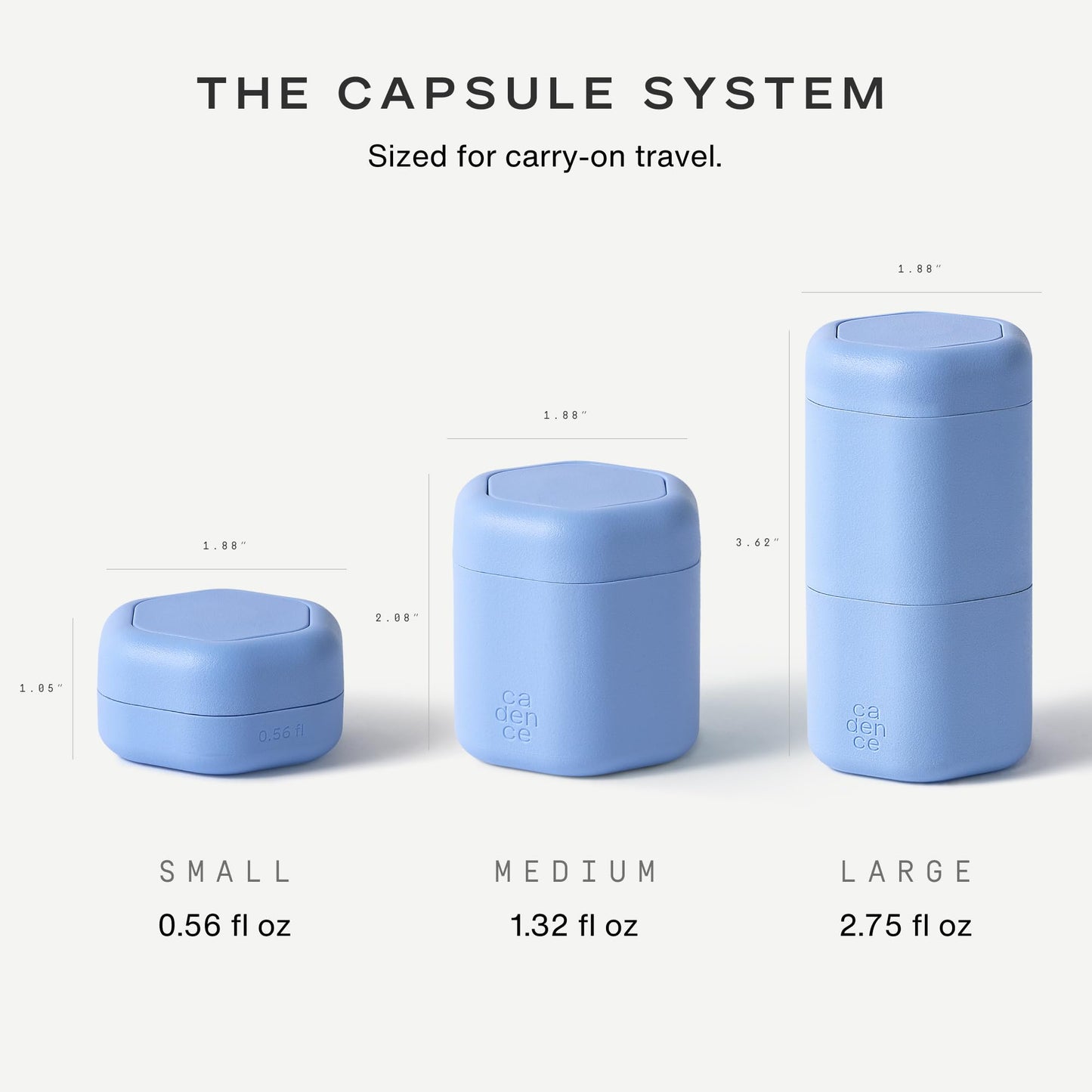 Cadence Capsules - Basic Skincare Set, Pacific - Three Small Containers with Magnetic Lids - 100% Leak Proof and TSA Approved for Travel and Carry On, Minimalist & Stackable (0.56 oz Each)