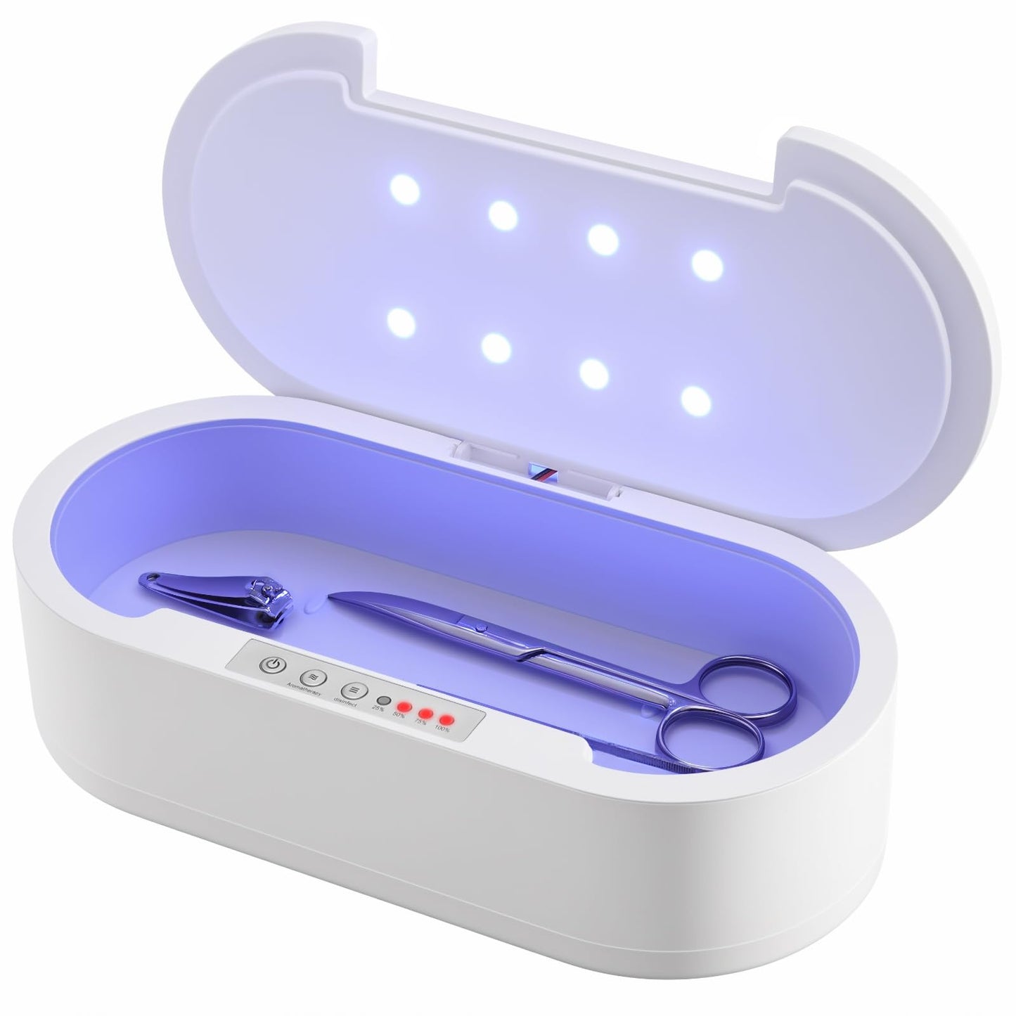 Wbuosz Portable Tool Sterilizer Box USB,Blue Light Cleaning Sterilizating Box for Manicure Salon,Tweezers,Tattoo,Scissors,Jewelry,Phone, Watch,Keys
