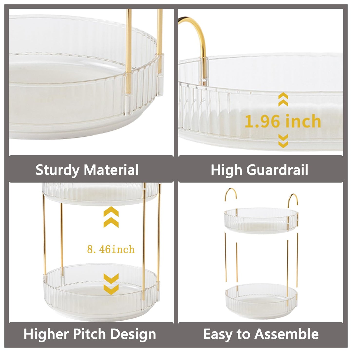 Asayuee 360 Rotating Makeup Organizer,2 Tier Large Capacity Make Up Organizers and Storage,Skincare Perfume Vanity Organizers,Bathroom Cosmetics Storage Organizer Countertop(Clear-2 Tier)