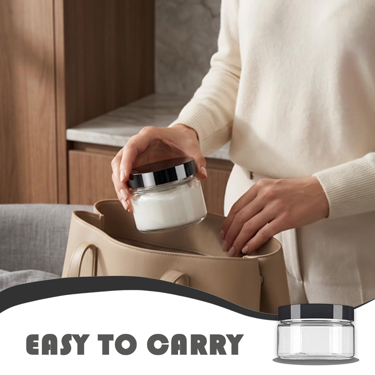 8 Oz / 250ml PET Plastic Refillable Jars Empty Cosmetic Containers Cases with Black Lid Cream Lotion Box Ointments Bottle Food Bottle Makeup Pot Jar for Lip Balm Make Up Eye Shadow Powder Pack of 6
