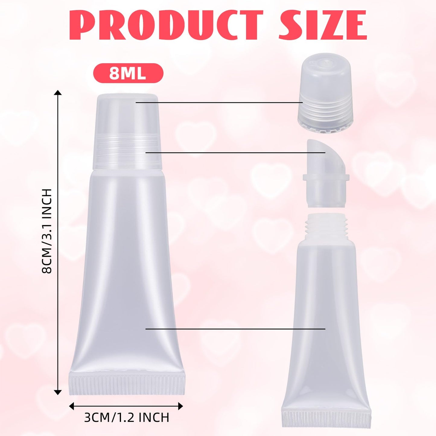 Fiwochic 300 Pcs Lip Gloss Tubes Empty Bulk 8ml - Clear Squeeze Lip Balm Containers for DIY, Travel Toiletries, Ointment Storage, Personal Care Filling, Business Sampling, Private Label or Resale Use