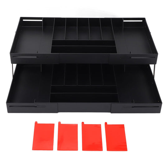 Extra Large and High Drawer Organizer, 2 Tier Smart Expandable Desk Organizer, Multi Level Junk Drawer Organizer for Makeup, Jewelry, Desk, Office Drawers (Black)