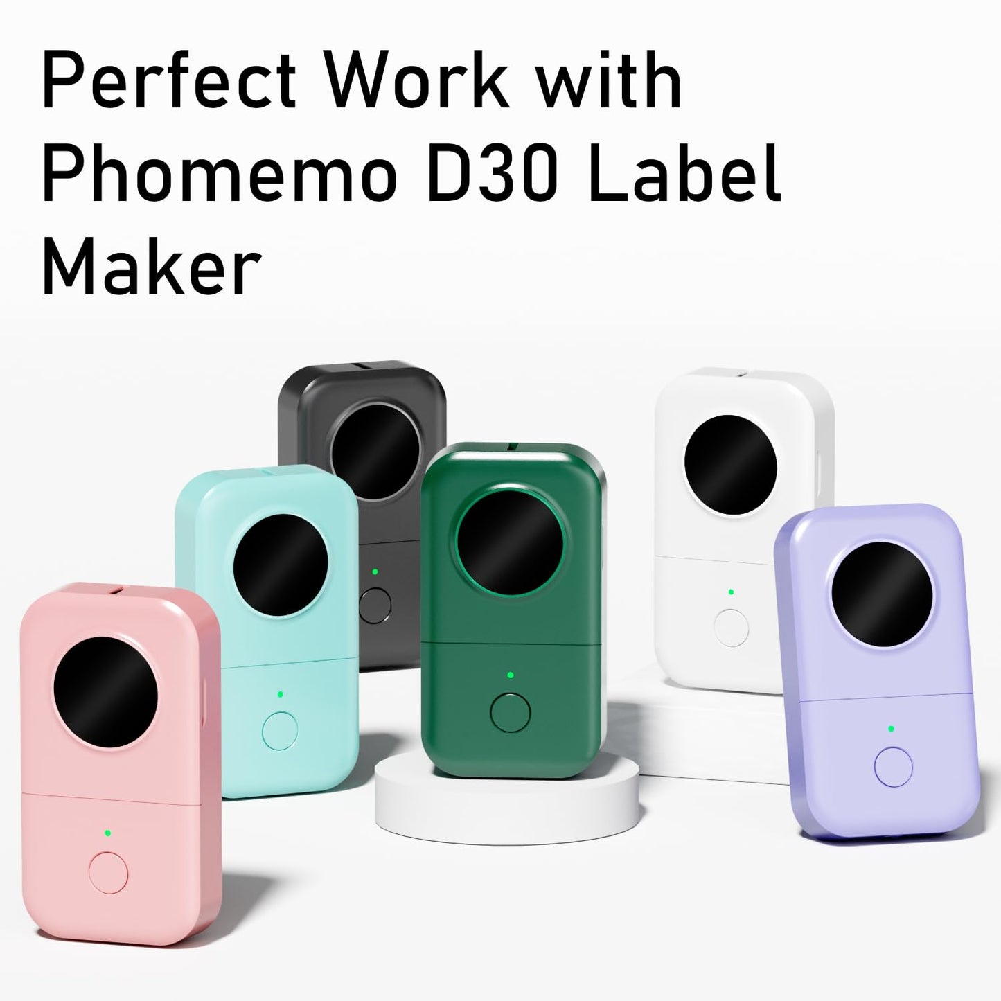 Phomemo Q31 Q32 Q30S Q30 Label Maker Tape, Black on Lavender, White, Pink Sticker Thermal Paper Self-Adhesive Label Tape, 15mm x 6m (1/2"x2361/8") Continuous Paper, 3 Roll