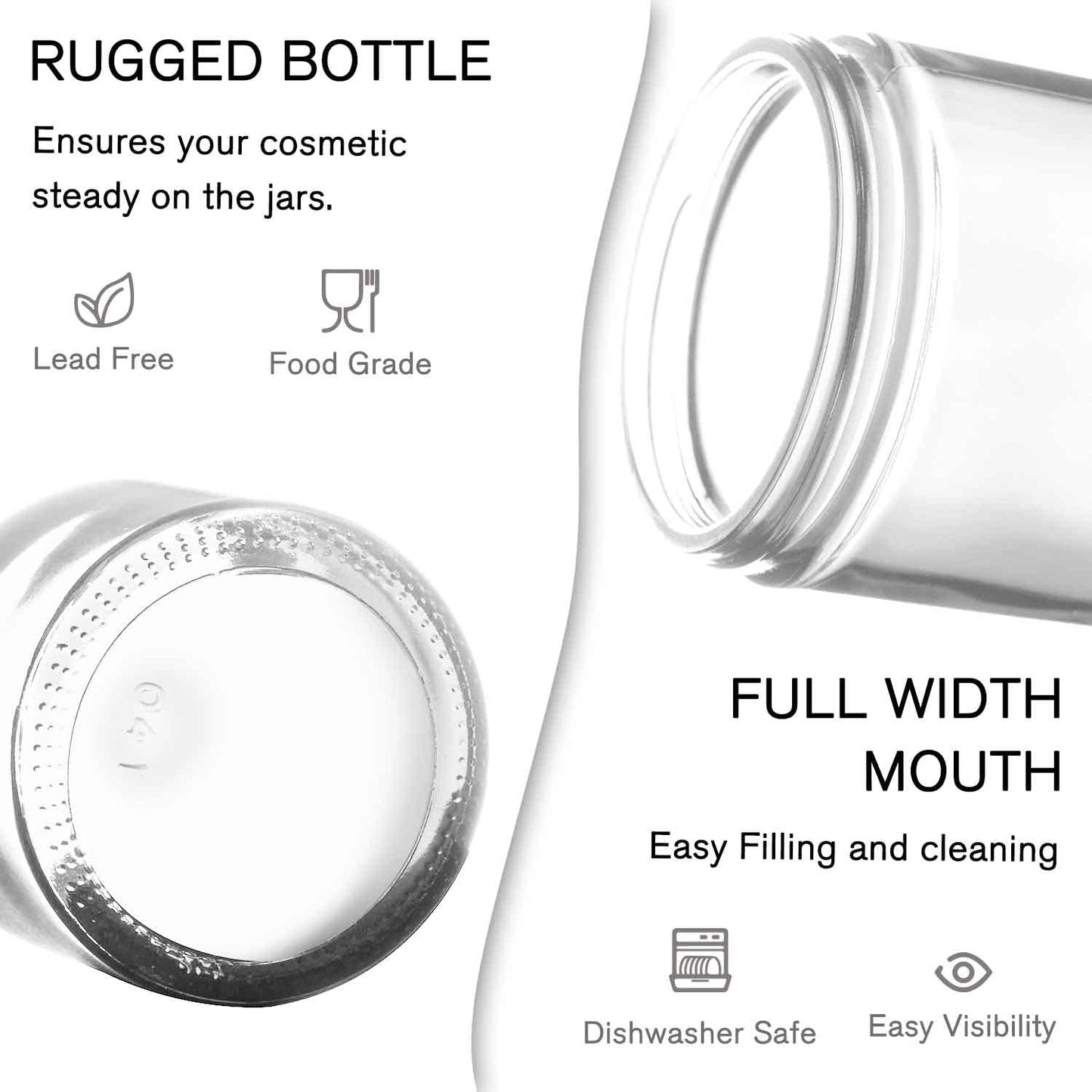 1 oz Small Glass Jars, Bumobum 48 pack Empty Round Clear Jars with Black Lids, White Labels & Inner Liners, Mini Cosmetic Containers for Cream, Lotion