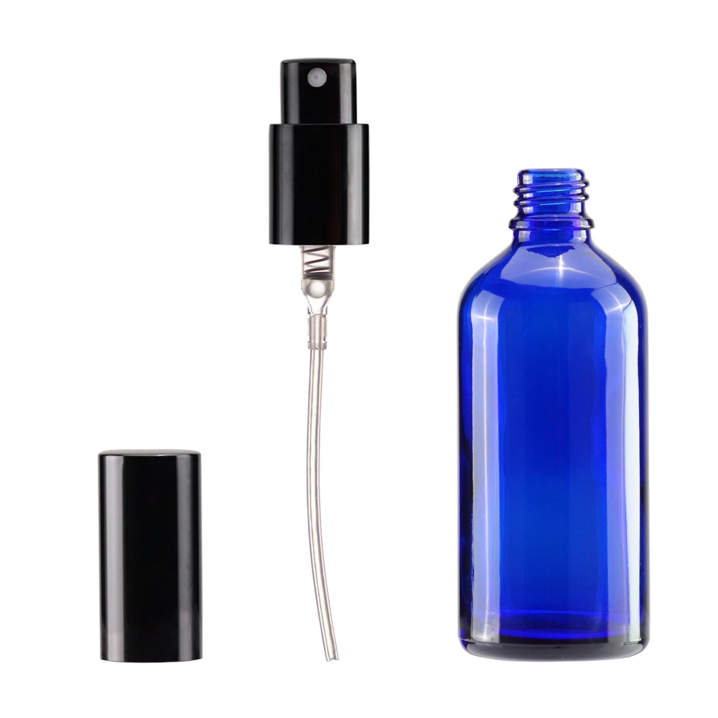 YIZHAO Blue Glass Spray Bottles 4oz, with Small Fine Mist Spray, Metal Cap, Refillable for Essential Oil,Travel,Cleaning,Perfume,Aromatherapy,Makeup – 4 Pcs