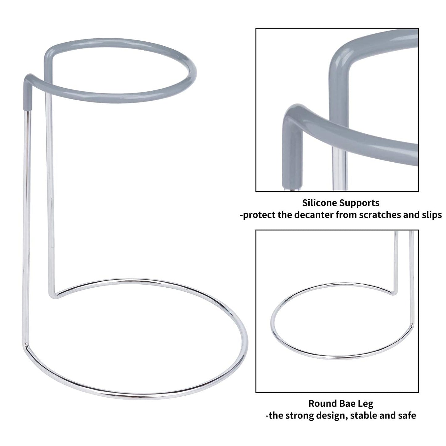Wine Decanter Drying Stand with Rubber Coated Top to Prevent Scratches, Wine Decanter Drying Rack for Standard and Large Wine Decanters, Wine Decanter NOT Included, (with Cleaning Brush)