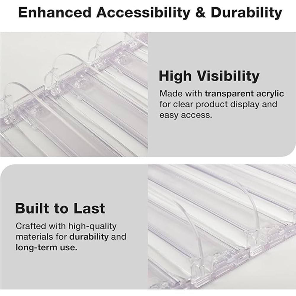 NEXTLEVEL FIT 20-Pack 4 FT Spring-Loaded Shelf Pushers for 12-Inch Gondola Shelves – 11N Strength, Weight Capacity Up to 29–38 oz Products