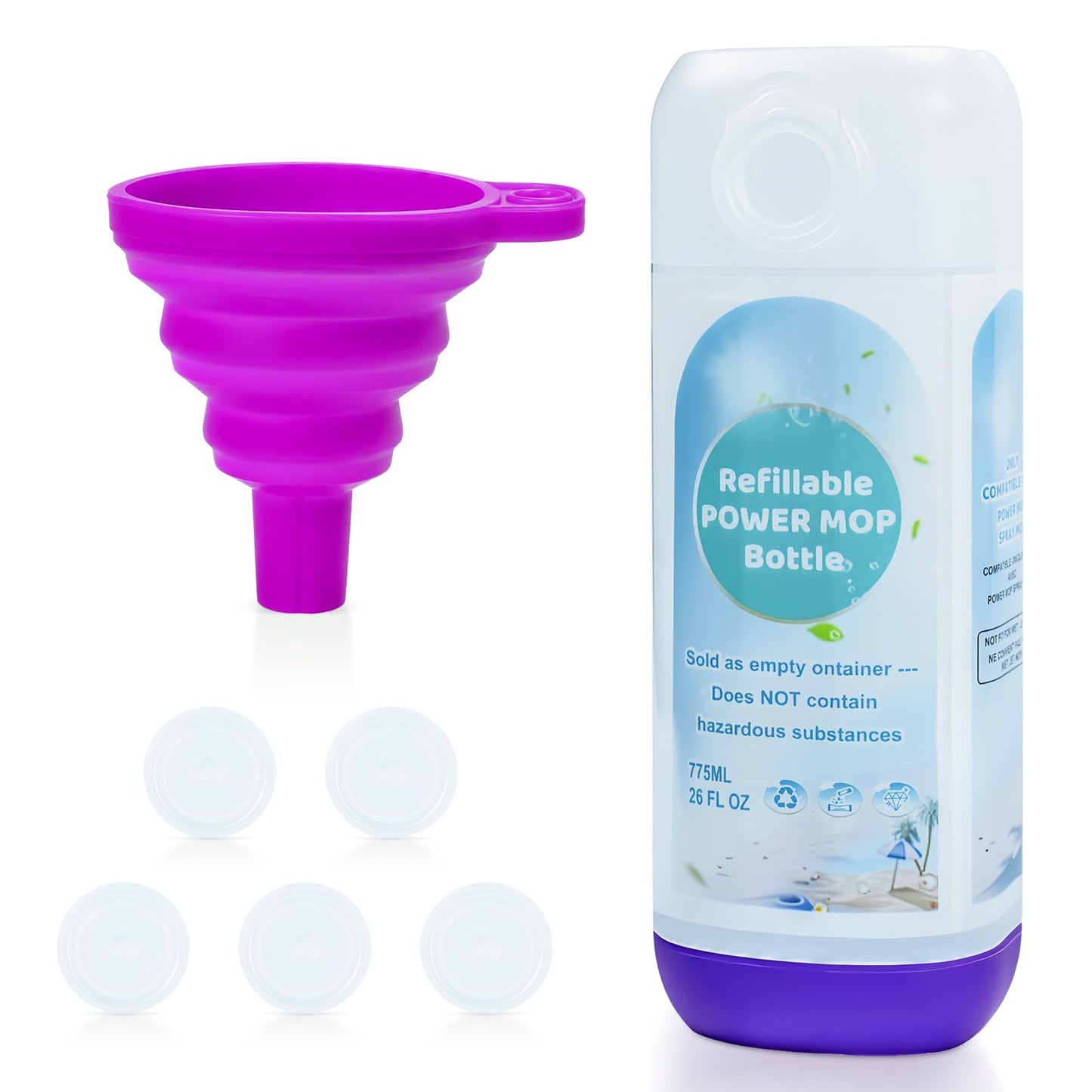 ZQZiQi Refillable Power Mop bottle for Swiffer PowerMop, Empty Leak-Proof HDPE Reusable Bottle for Swiffer PowerMop, 775ML /26 FL OZ Cleaning Solution Container, Use Any Liquid Cleaner