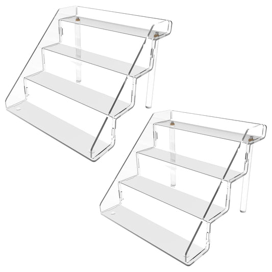 Sezanrpt Clear Acrylic Display Risers Stand Set of 2, Perfume Organizer Holder And Storage, Acrylic Cupcake Stand, Tiered Display Shelf for Funko Pop, Collections, Spice, Nail Polish, 9x8.3x6.7 inch
