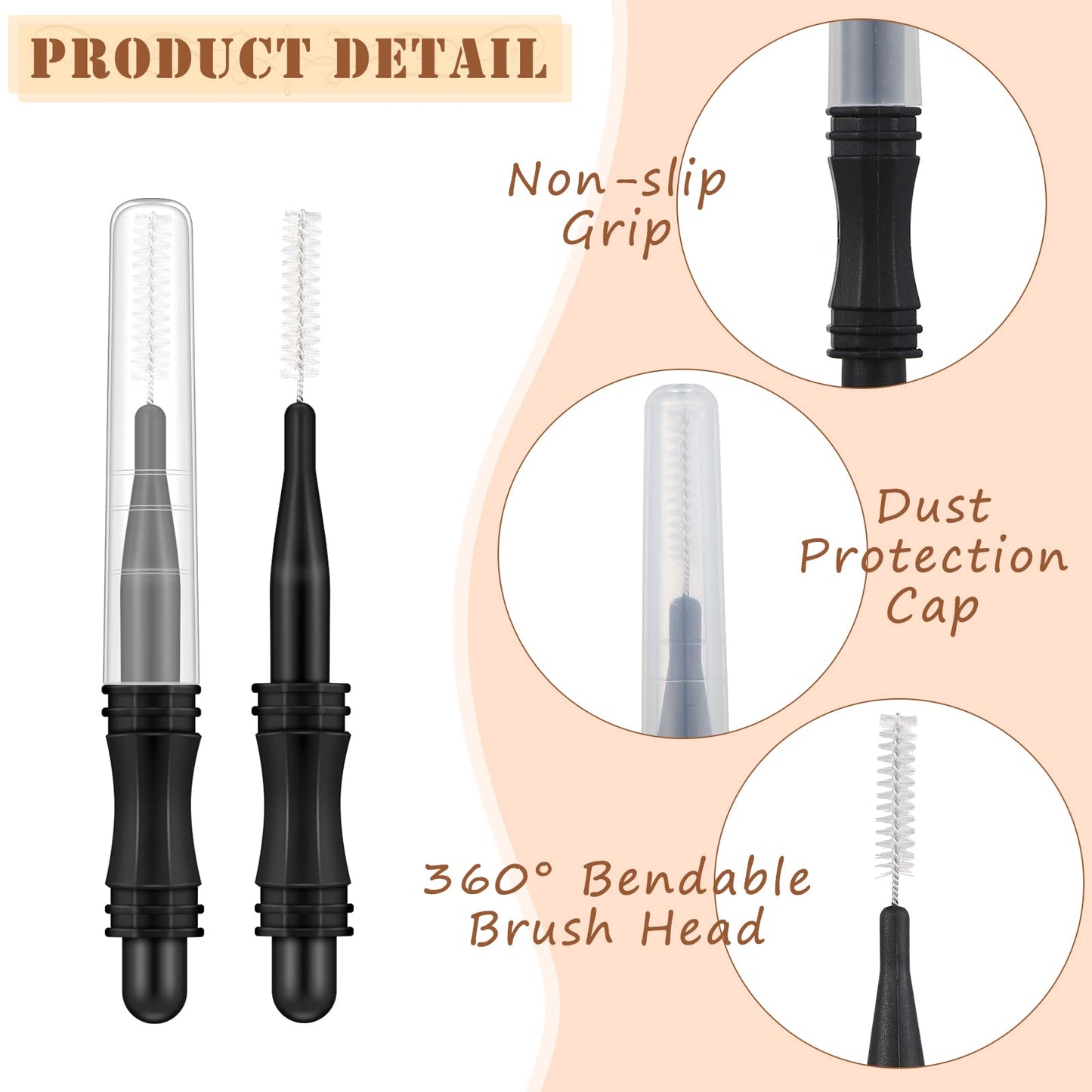 Vesici 200 Pcs Micro Eyebrow Brush with Cap, Multifunctional Brow Lamination Brush Eyelash Comb Lash Eyebrow Spoolie Lash Lift Mascara Tools for Eyelashes Extensions and Eyebrows(Black)