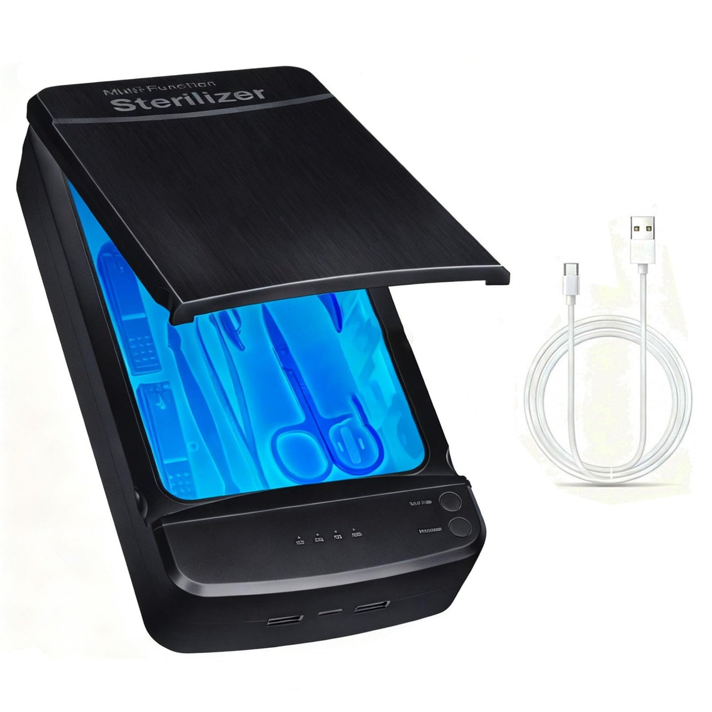 Nail Tool Sterilizer Box, ALLGLAM Portable Sterilizing Box for Nail Manicure Tools, Beauty Tweezers, Tattoo,Mobile Phone Cleaning (Black)