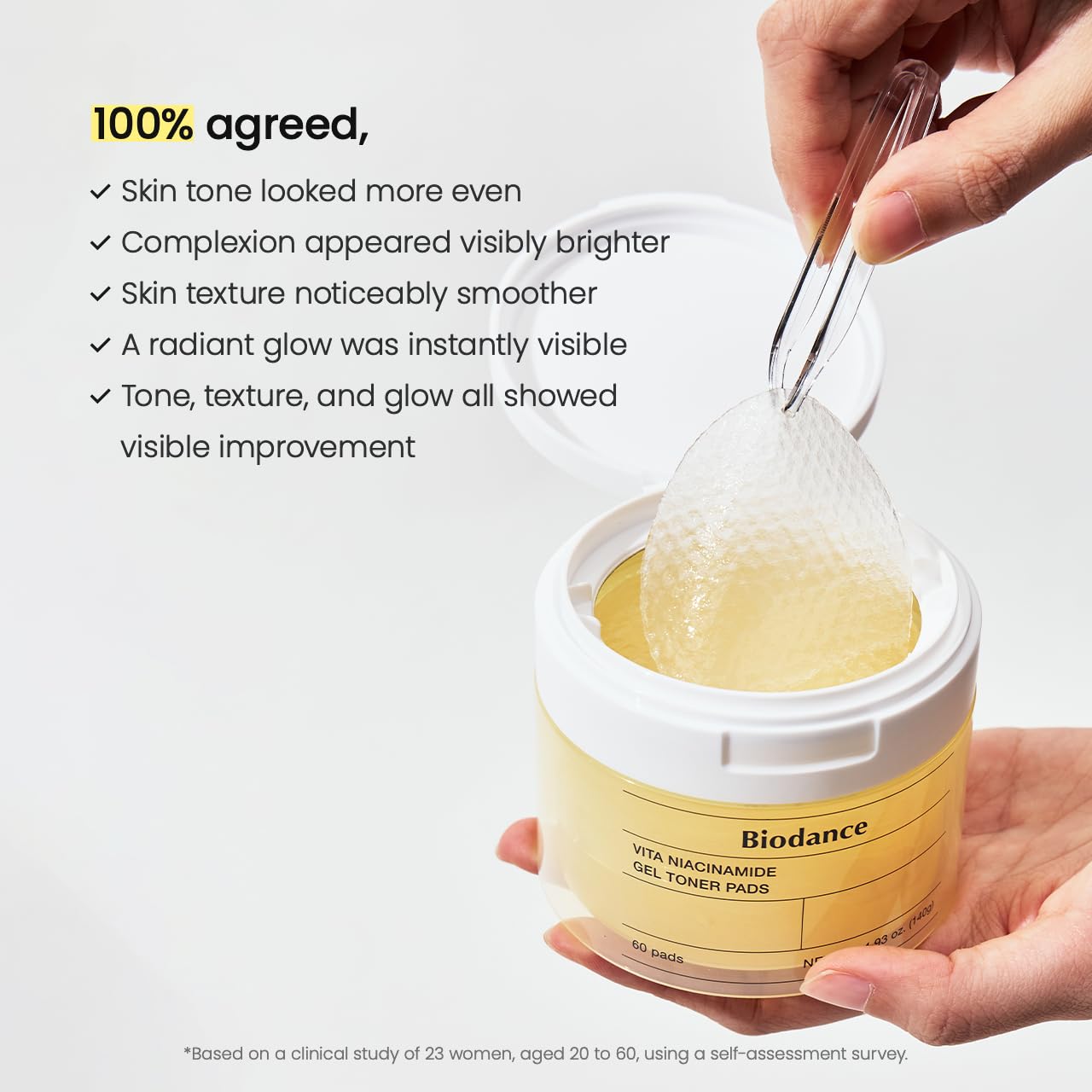 Biodance Vita Niacinamide Gel Toner Pads, Dark Spot Corrector, Evening Skin Tone, Gentle Exfoliating Toner Pads with Vitamin C, Pre-Soaked Pads, Korean Skin Careㅣ60 Pads