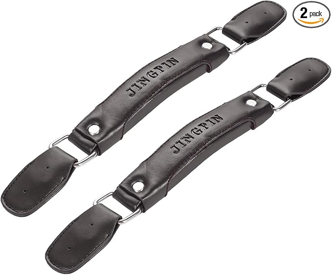 Mtsooning 2PCS Luggage Handle,150mm Leather Pull Handle Grip, Brown Suitcase Handle Carry Strap Replacement Part for Luggage Suitcase Box Black Tone