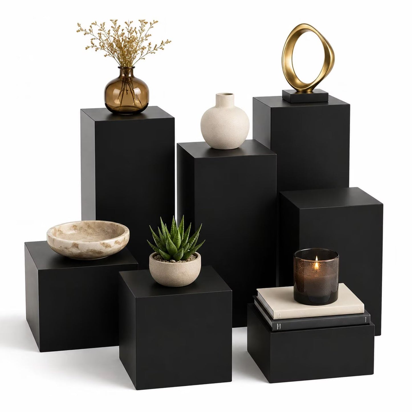 Black Display Pedestal Stand-Matte Mdf edestal Stand 15.8"*15.8"*43.3"