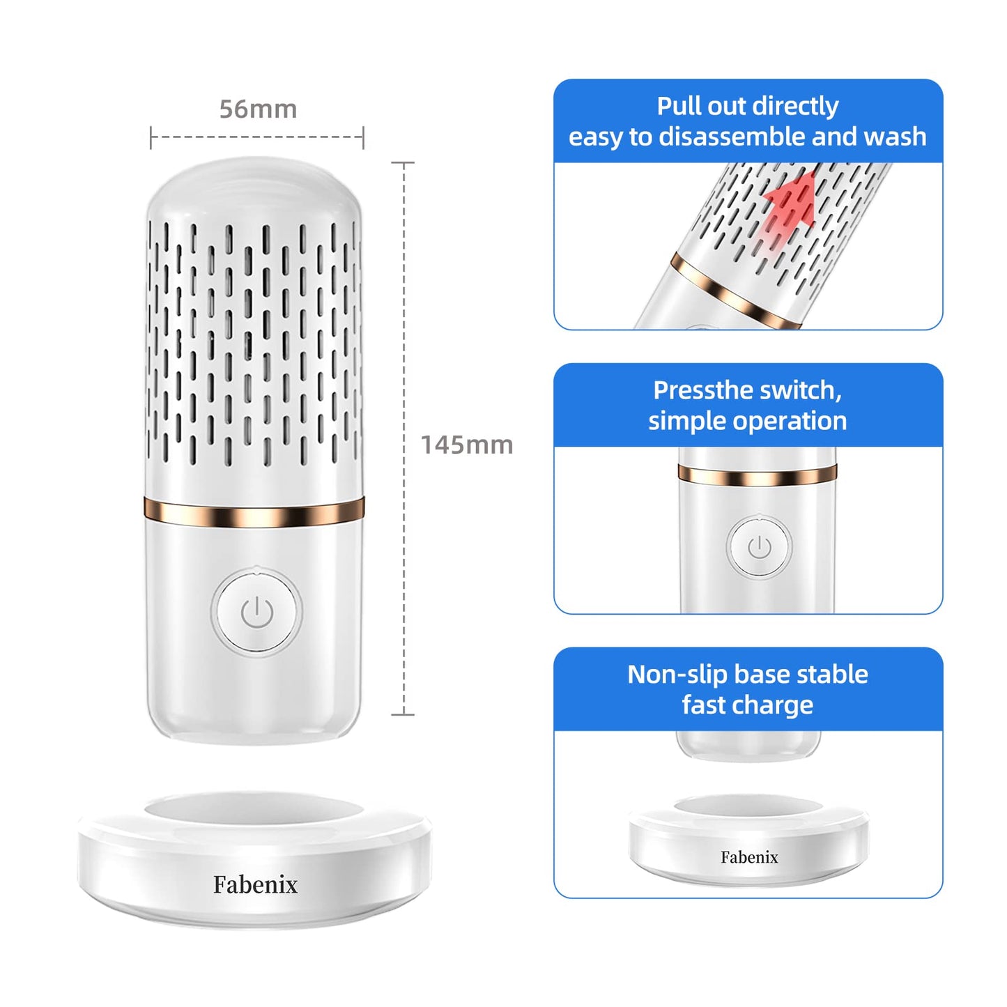 Fabenix Fruit and Vegetable Cleaning Machine, USB Wireless Food Purifier, Cleaner Device for Washing Fruits, Rice, Meat and Tableware (White)