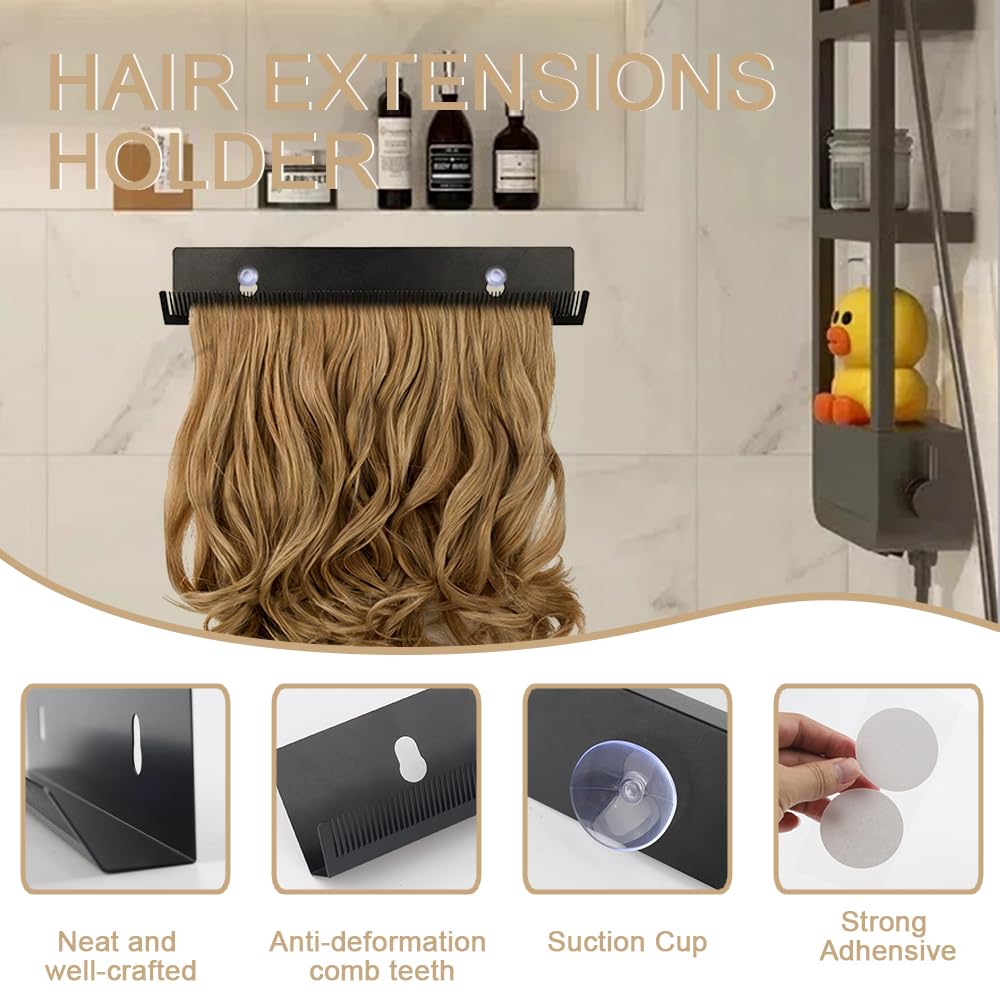 Hair Want Hair Extension Holder Stainless Steel Hair Extension Hanger Organizer Rack for Styling Hair Hanger Tool for Washing, Coloring and Blow-Drying of Weft, Clip-In, Tape-In Extensions
