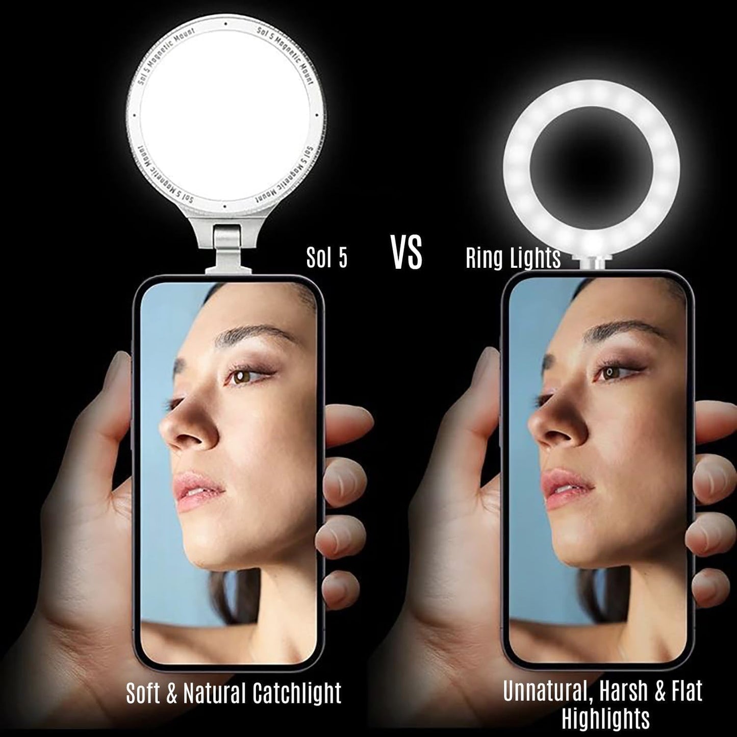 Harlowe Sol 5 Spectra MagSafe RGB Video Light Creator Kit, RGBCW Pocket Video Light for iPhone, Portable Mobile Studio Lighting System for Content Creation, Vlogging, Live Streaming & Photography